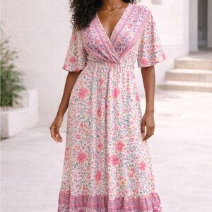 Loness Curve Women’s Boho Chic Floral dress 2X